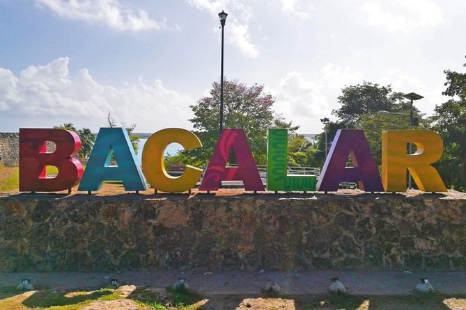 1 Day Tour to Bacalar, Cenotes and 7 color Lagoon with lunch from Cancun - San Felipe Fort viewpoints and Bacalar letters photo time
