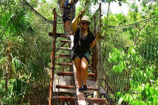 ATV adventure with cenote, ziplines, snack and transport from Cancun or Riviera - Mayan Cenote Time: Tarzan Swing or Ladder Descent