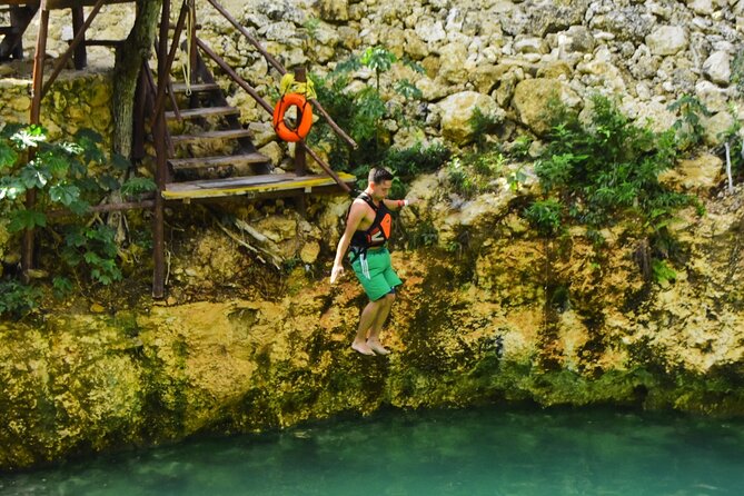 ATV's (shared), Ziplines & Cenote! Half-Day with Transportation from Cancun - Lunch Included: Chicken Fajitas, Beans, and Rice