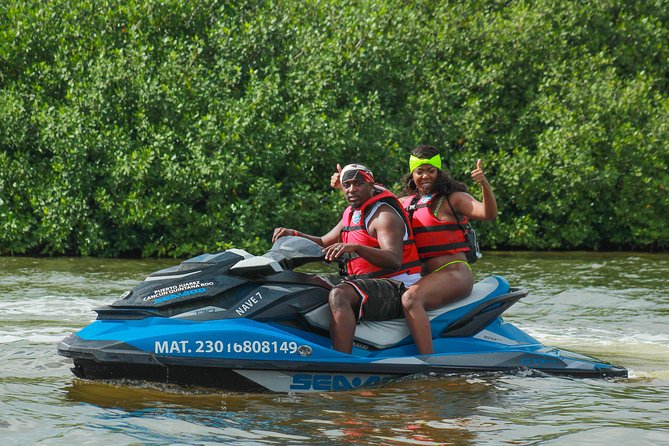 Cancun Mangrove Jet Ski Tour: 2 riders per jet ski - Snorkel mask included: marine-life time, plus one real caution