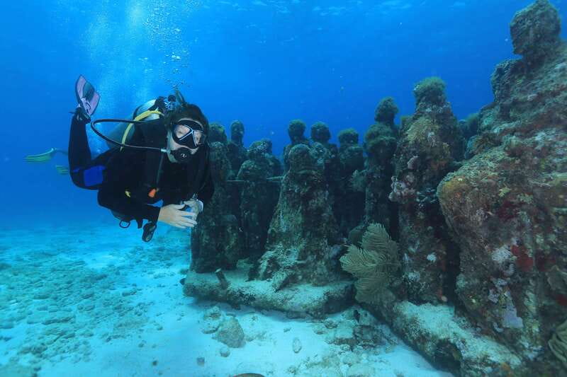 Cancun: Scuba Diving for Certified Divers, 3 options to dive - Three options in Cancun: MUSA art + reefs, Punta Reefs outside the bay, or shipwrecks C-58/C-55