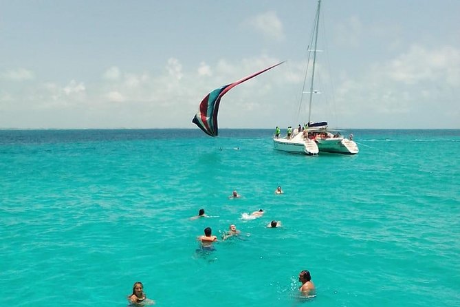 Catamaran to Isla Mujeres, Open bar, buffet, Beach Club Included - Isla Mujeres beach club time: buffet, open bar, and free wandering