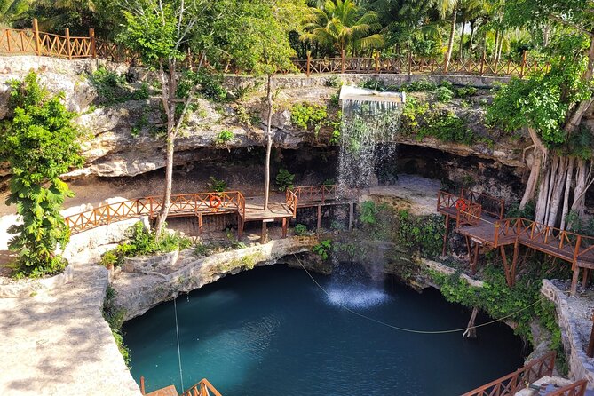 Eco Adventure At 3 Cenotes & 1 Lagoon ! From Cancun & Riviera - Stop 1: Laguna Kaan Luum’s warm shallows and the 80-meter cenote view