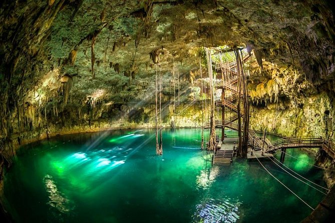 Ek Balam Cenote and Colonial Town - Hacienda Oxman cenote time: semi-open calm and included life vest