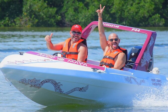 Exciting Speedboat & Snorkeling Tour in Cancun Lagoon! - Stop 1 at Marina Chac Chi: training and gear fast