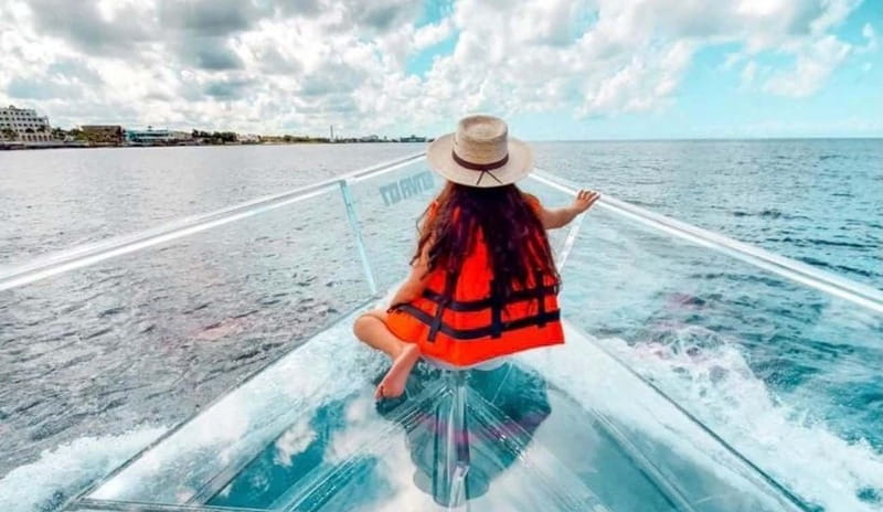 From Cancun: Glass Boat Sightseeing Trip - Out to the Open Sea: The Water Color Shift You Can Actually Notice
