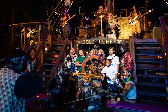 Night Pirate Show in Cancun aboard a Pirate Ship Lobster Dinner - The pirate show at sea: sword fights, acrobatics, and crowd energy