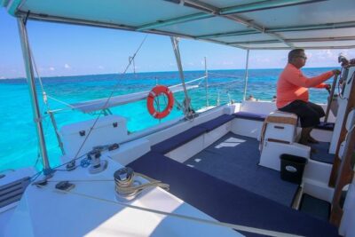 Private Catamaran from Cancun to Isla Mujeres | For up to 40 pp - Cancun to Manchones reef: the Museo Subacuatico de Arte snorkeling stop